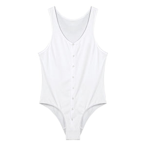 Mens Solid Color Jumpsuits Round Neck Sleeveless Bodysuit Leotard Press Button Closure Skinny Bodycon Gym Fitness Sportswear