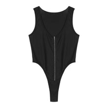 Load image into Gallery viewer, Mens Solid Color Sleeveless Zipper Front Leotard Jumpsuit Casual U Neck High Cut Skinny Bodysuit Sport Fitness Bodycon Nightwear