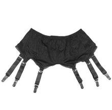 Load image into Gallery viewer, Mesh Garter Belt Plus Size Black Suspender Belt with Six Straps Metal Clip for Women&#39;s Stockings Lingerie 3XL