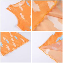 Load image into Gallery viewer, Mesh Sexy Summer Tank for Women Personalized Print Sleeveless Crop Top 2021 O-neck Green Orange Party Tanks Tops Fashion Design