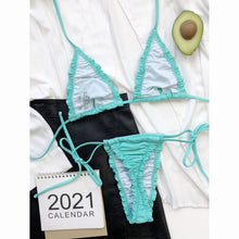 Load image into Gallery viewer, Micro Bikinis 2021 Sexy Women Swimsuit Solid Swimwear Female Brazilian Ruffle Bandage Bather Bikini Set Biquini Bathing Suit