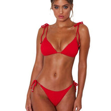 Load image into Gallery viewer, Micro Thong Bikinis 2021 New Swimsuit Solid Color Swimwear Women Push Up Bikini Set Sexy Bathing Suits Adjustable Biquini