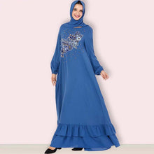 Load image into Gallery viewer, Middle East  Muslim Fashion Oversized Size Women&#39;s Embroidered Beaded Casual Dress With Headscarf Kaftan Islamic For Women Robe