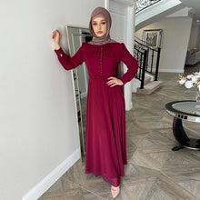 Load image into Gallery viewer, Middle Eastern Muslim Clothes Women&#39;s Wear National Wind Chiffon Hui Nationality Solid Color Robe And Ankle Dress Abaya Dubai