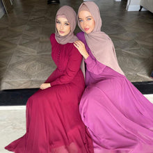 Load image into Gallery viewer, Middle Eastern Muslim Clothes Women&#39;s Wear National Wind Chiffon Hui Nationality Solid Color Robe And Ankle Dress Abaya Dubai