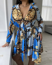 Load image into Gallery viewer, Mini Dress Women 2021 New Button Up Color Printed Shirt Dress