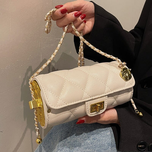 Mini PU Leather Barrel Shaped Handbags 2022 Luxury Brand Designer Women's Handbags and Purses Shoulder Chain Crossbody Bags