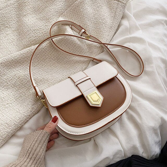 Mini PU Leather Saddle Crossbody Bags for Women 2022 Travel Handbag Fashion Simple Shoulder Bag Handbags and Purses Long Belt