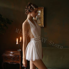 Load image into Gallery viewer, Monroe Style Sexy Lingerie Deep V-neck Nightdress Tulle Backless Perspective Halter Neck Bride Home Wear Sleepwear Nightgowns