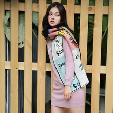 Load image into Gallery viewer, Mori Girl Scarf New Style Fashion Cute Cartoon Letter Patchwork Scarves Women Long Shawl Original Design Scarves Autumn Winter