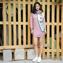 Load image into Gallery viewer, Mori Girl Scarf New Style Fashion Cute Cartoon Letter Patchwork Scarves Women Long Shawl Original Design Scarves Autumn Winter