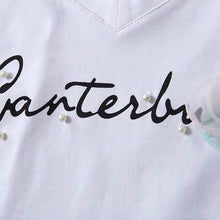 Load image into Gallery viewer, Mysweeby 2021 custom wholesale korean style short sleeve letter top flower Puffy skirts kids girls 2 piece summer sets