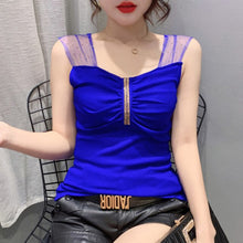 Load image into Gallery viewer, NEW 2021 Summer Sleeveless Mesh Tops Shirt Fashion Casual Leopard hot diamond Women&#39;s T-Shirt