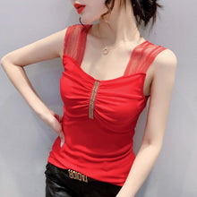 Load image into Gallery viewer, NEW 2021 Summer Sleeveless Mesh Tops Shirt Fashion Casual Leopard hot diamond Women&#39;s T-Shirt