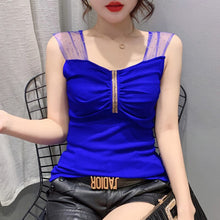 Load image into Gallery viewer, NEW 2021 Summer Sleeveless Mesh Tops Shirt Fashion Casual Leopard hot diamond Women&#39;s T-Shirt