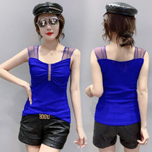 Load image into Gallery viewer, NEW 2021 Summer Sleeveless Mesh Tops Shirt Fashion Casual Leopard hot diamond Women&#39;s T-Shirt