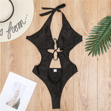 Load image into Gallery viewer, NEW None Tummy Cut Out One Piece Swimsuit 2020 Women Swimwear Female Bather Lace Up Bathing Suit Swim Wear Monokini