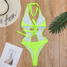 Load image into Gallery viewer, NEW None Tummy Cut Out One Piece Swimsuit 2020 Women Swimwear Female Bather Lace Up Bathing Suit Swim Wear Monokini