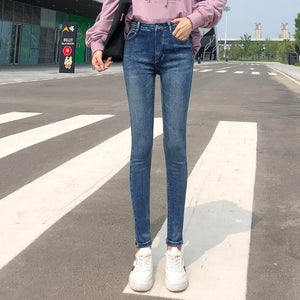 NEW Women Stretch High Waist Classic Retro  Jeans Lady Plus Size 38 40 Skinny Pants Push Up Leggings Mom Jeans Pencil Trousers