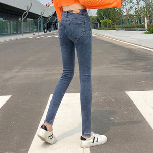 NEW Women Stretch High Waist Classic Retro  Jeans Lady Plus Size 38 40 Skinny Pants Push Up Leggings Mom Jeans Pencil Trousers