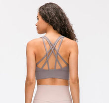 Load image into Gallery viewer, NWT Naked-feel Fabric Anti-sweat Pro Training Fitness Bras Crop Tops Women Push Up Shockproof Running Sports Bras Top