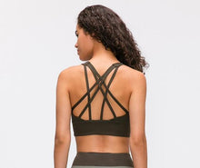 Load image into Gallery viewer, NWT Naked-feel Fabric Anti-sweat Pro Training Fitness Bras Crop Tops Women Push Up Shockproof Running Sports Bras Top