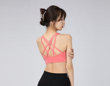 Load image into Gallery viewer, NWT Naked-feel Fabric Anti-sweat Pro Training Fitness Bras Crop Tops Women Push Up Shockproof Running Sports Bras Top