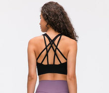 Load image into Gallery viewer, NWT Naked-feel Fabric Anti-sweat Pro Training Fitness Bras Crop Tops Women Push Up Shockproof Running Sports Bras Top