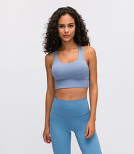 Load image into Gallery viewer, NWT Naked-feel Fabric Anti-sweat Pro Training Fitness Bras Crop Tops Women Push Up Shockproof Running Sports Bras Top