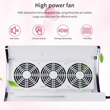 Load image into Gallery viewer, Nail Suction Dust Collector Low Noisy 3 Fans Strong Suction Nail Vacuum Cleaner Manicure Tools with 2 Bags Nail Art Equipment