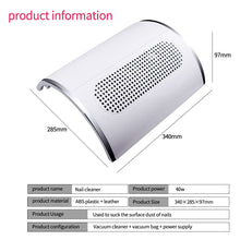 Load image into Gallery viewer, Nail Suction Dust Collector Low Noisy 3 Fans Strong Suction Nail Vacuum Cleaner Manicure Tools with 2 Bags Nail Art Equipment