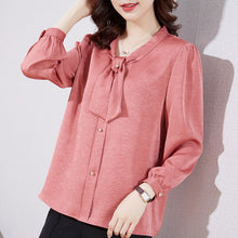 Load image into Gallery viewer, New 2021 Autumn Long Sleeve Women&#39;s Blouse Shirt Fashion Casual Bow Folds Chiffon Shirt Plus Size Loose Tops Clothing