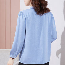 Load image into Gallery viewer, New 2021 Autumn Long Sleeve Women&#39;s Blouse Shirt Fashion Casual Bow Folds Chiffon Shirt Plus Size Loose Tops Clothing