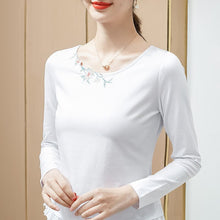 Load image into Gallery viewer, New 2021 Autumn Long Sleeve Women&#39;s T-Shirt Fashion Casual Embroidered Cotton Tops Plus Size M-4XL Ruffles Shirt