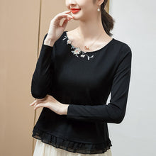 Load image into Gallery viewer, New 2021 Autumn Long Sleeve Women&#39;s T-Shirt Fashion Casual Embroidered Cotton Tops Plus Size M-4XL Ruffles Shirt