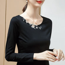 Load image into Gallery viewer, New 2021 Autumn Long Sleeve Women&#39;s T-Shirt Fashion Casual Embroidered Cotton Tops Plus Size M-4XL Ruffles Shirt