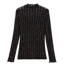 Load image into Gallery viewer, New 2021 Autumn Long Sleeve Women&#39;s T-Shirt Fashion Casual Turtleneck Mesh Shirt Elegant Slim Solid Color Black Tops
