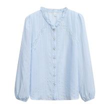 Load image into Gallery viewer, New 2021 Autumn Long Sleeved Women Blouse Shirt Fashion Casual Hollow Out Puff Sleeved Chiffon Shirt Elegant Slim Clothing