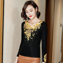 Load image into Gallery viewer, New 2021 Autumn Winter Woman tshirts Fashion Long Sleeve Embroidered Women Tops And Shirt M-4XL Plus Size Women Clothing Blusas