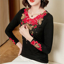 Load image into Gallery viewer, New 2021 Autumn Winter Woman tshirts Fashion Long Sleeve Embroidered Women Tops And Shirt M-4XL Plus Size Women Clothing Blusas