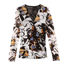 Load image into Gallery viewer, New 2021 Autumn Winter Women&#39;s T-Shirt Fashion Casual Long Sleeve V-Neck Mesh Tops M-4XL Plus Size Women Clothing