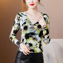 Load image into Gallery viewer, New 2021 Autumn Winter Women&#39;s T-Shirt Fashion Casual Long Sleeve V-Neck Mesh Tops M-4XL Plus Size Women Clothing