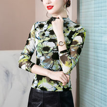 Load image into Gallery viewer, New 2021 Autumn Winter Women&#39;s Tops Fashion Printed Long Sleeve Turtleneck Mesh T-Shirt M-4XL Plus Size Female Shirt