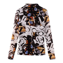 Load image into Gallery viewer, New 2021 Autumn Winter Women&#39;s Tops Fashion Printed Long Sleeve Turtleneck Mesh T-Shirt M-4XL Plus Size Female Shirt