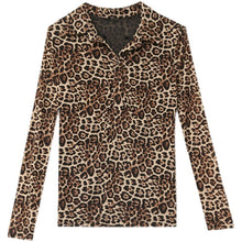 Load image into Gallery viewer, New 2021 Autumn Women&#39;s Blouse Shirt Fashion Casual Turtleneck Long Sleeve Leopard Chiffon Shirt Plus Size Blusas
