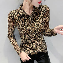 Load image into Gallery viewer, New 2021 Autumn Women&#39;s Blouse Shirt Fashion Casual Turtleneck Long Sleeve Leopard Chiffon Shirt Plus Size Blusas