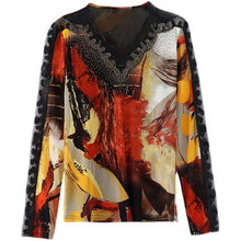 Load image into Gallery viewer, New 2021 Autumn Women&#39;s T-Shirt Fashion Casual Long Sleeve V-Neck Mesh Tops Elegant Slim Printed Leopard Shirt M-4XL Clothing