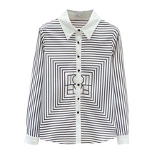 Load image into Gallery viewer, New 2021 Spring Autumn Women Chiffon Shirt Fashion Casual Long Sleeve Turn-Down Collar Striped Blouse Plus Size Loose Clothing