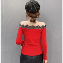 Load image into Gallery viewer, New 2021 Spring Autumn Women Tops Fashion Sexy Long Sleeve Mesh Shirt Elegant Slim Hot Drilling Lace t-shirt Blusas