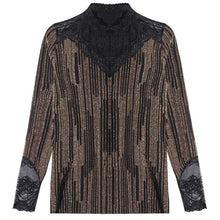 Load image into Gallery viewer, New 2021 Spring Autumn Women&#39;s t-shirt Fashion Long Sleeve Patchwork Mesh Tops M-4XL Plus Size Lace Shirt Clothing